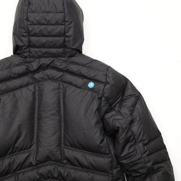 Marmot Stockholm Down Puffer Jacket Hoodie Fill Power 700 - Size XL - Black/Blue - Picture 4 of 8
